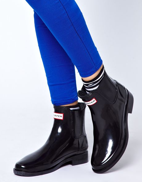 Hunter Bradwell Rubber Chelsea Boots in Black | Lyst