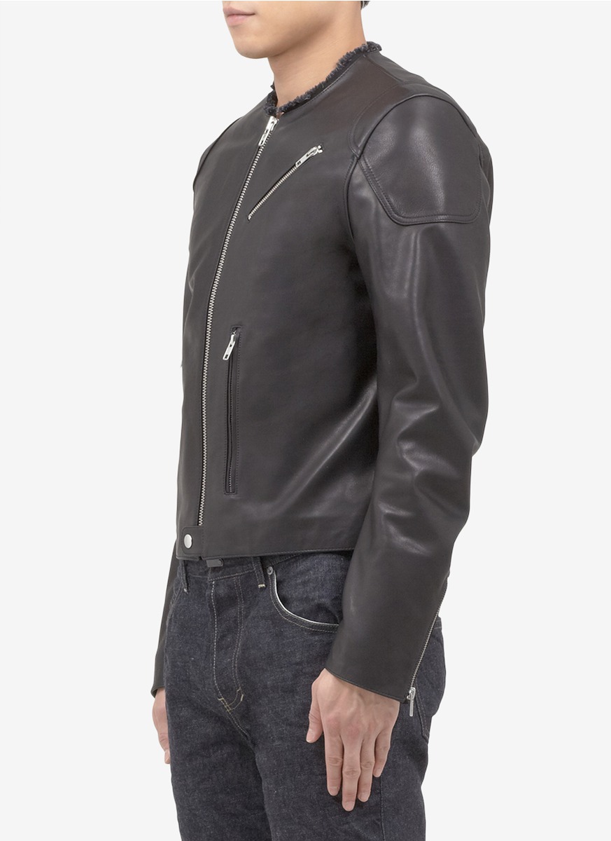 Download Lyst - Acne Studios Frayed-edge Leather Jacket in Black for Men