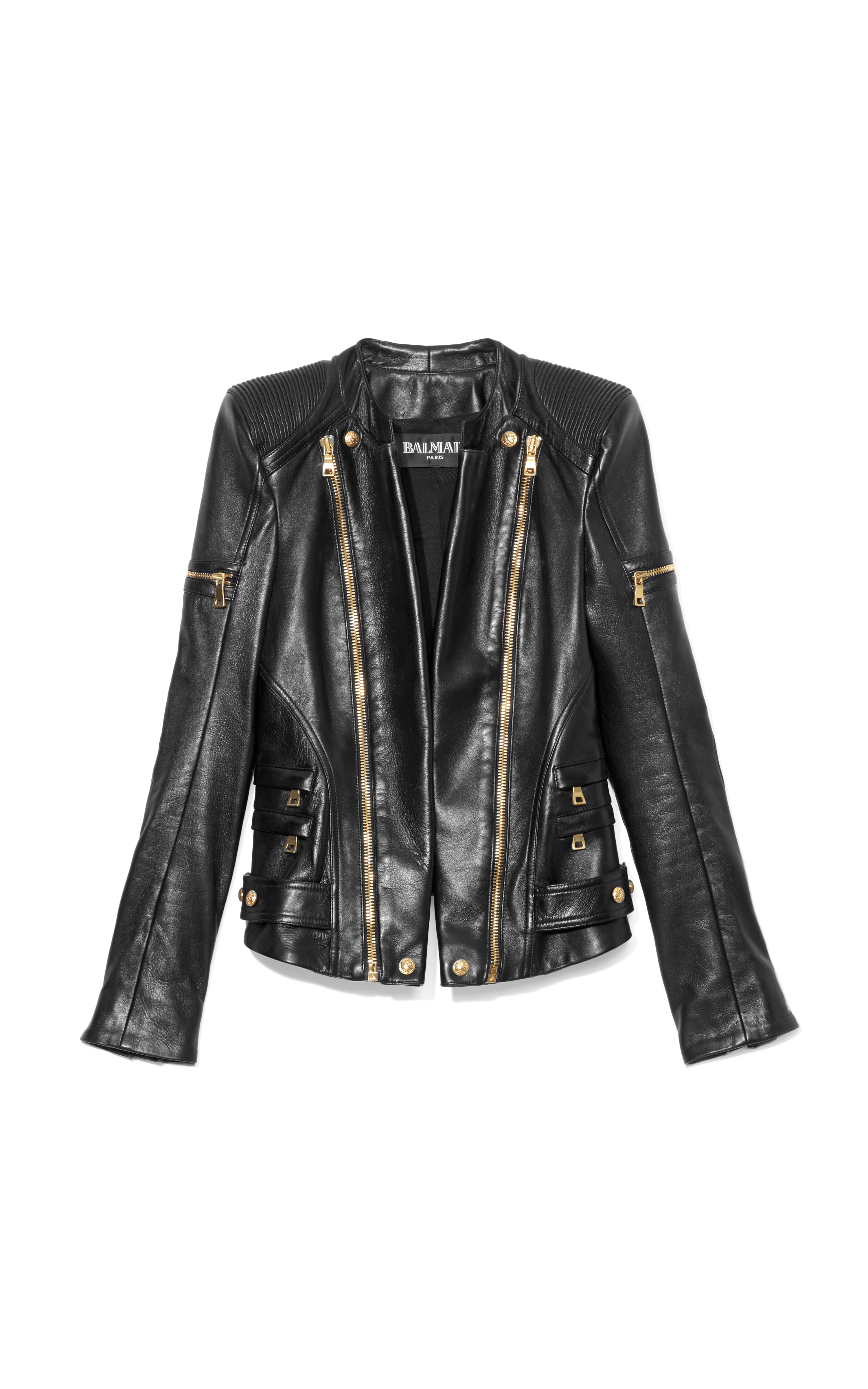 Lyst - Balmain Leather Biker Jacket in Black