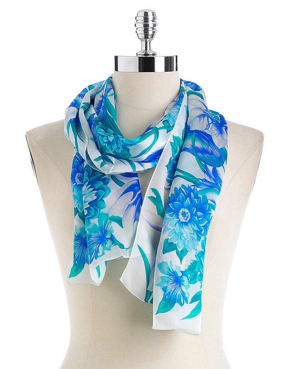 Echo Floral Print Silk Scarf in White | Lyst