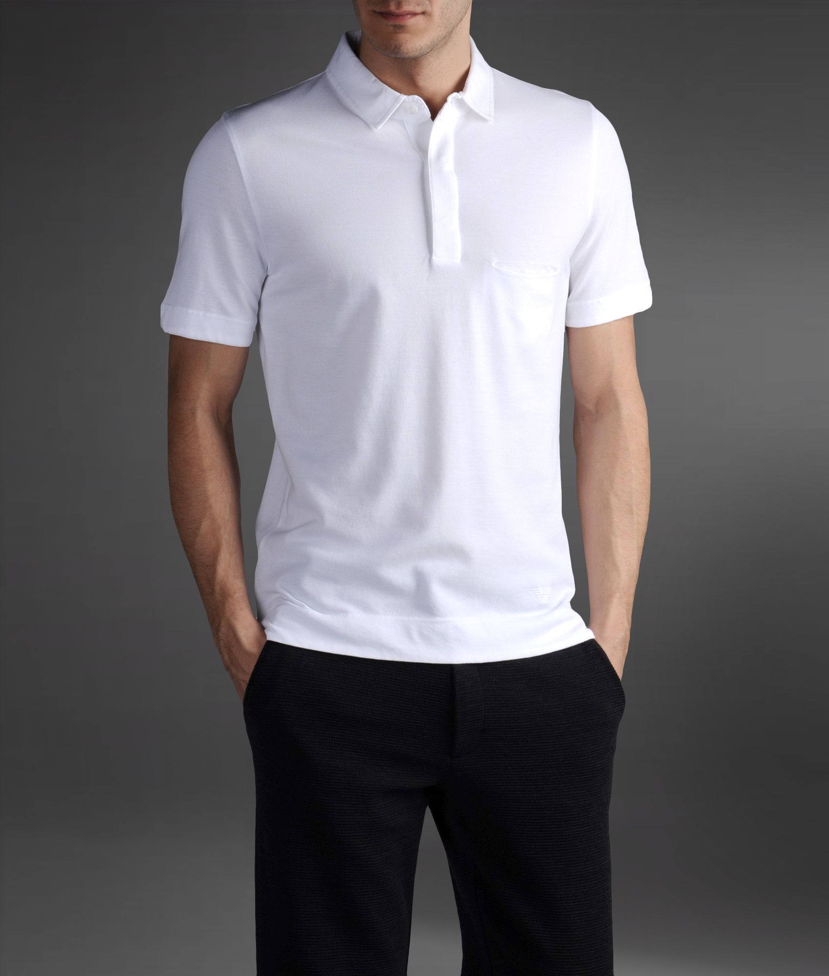 mens white armani polo