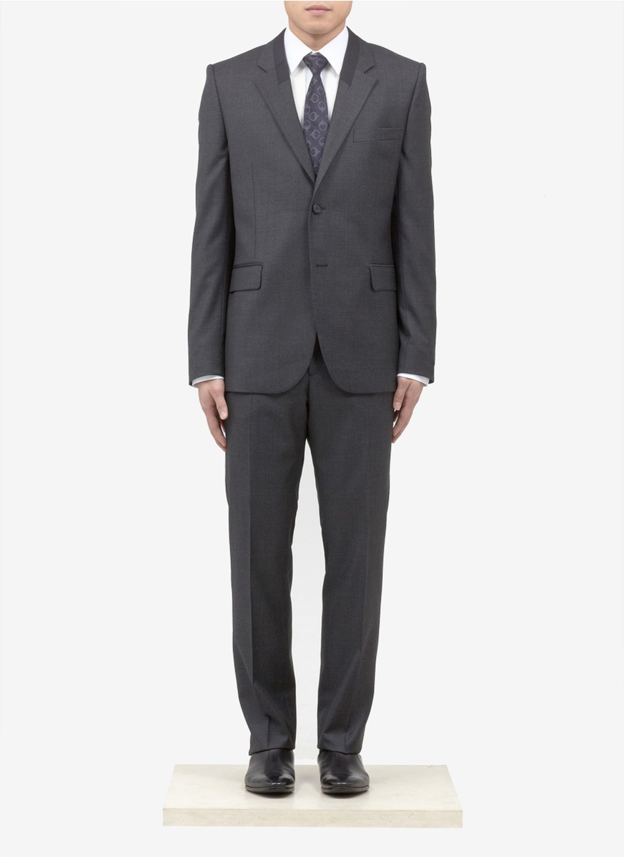 Givenchy Slimfit Contrast Trim Wool Suit in Black for Men | Lyst