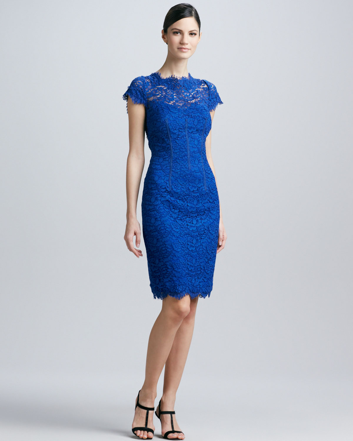 Blue Lace Sheath Dress
