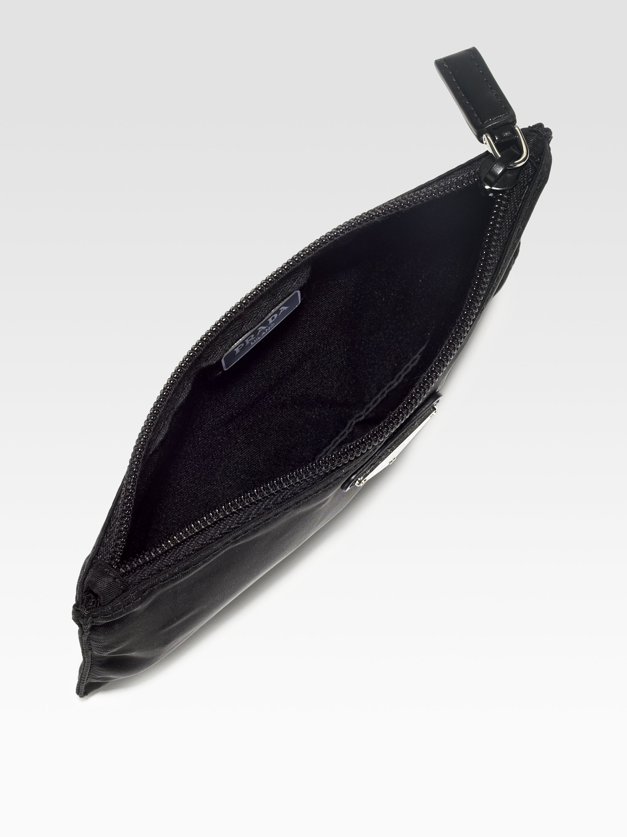 Prada Cela Small Zip Flat Nylon Cosmetics Case in Black (nero ...