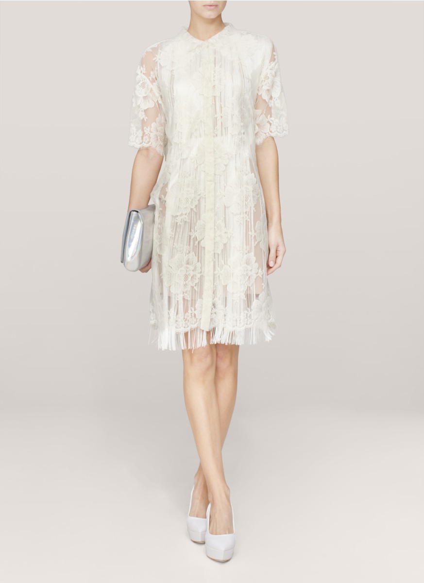 Lyst Stella Mccartney Fringed Layer Lace Dress In White Gallery