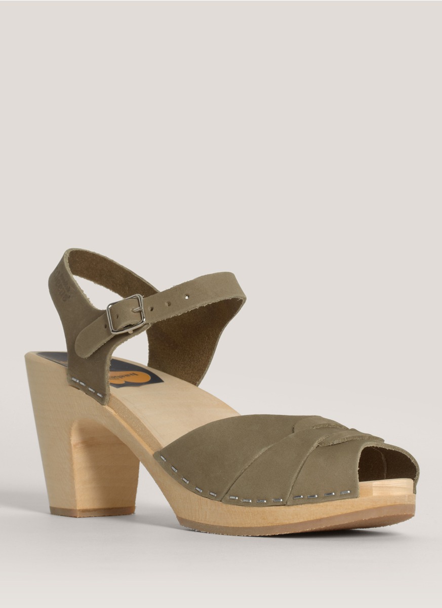 Swedish hasbeens Suede Clog Sandals in Green | Lyst