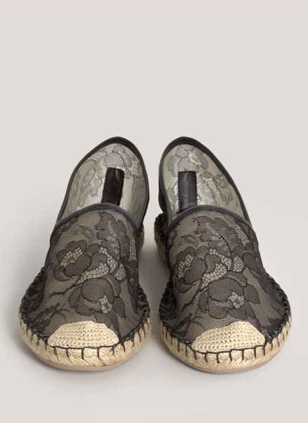 Valentino Lace Espadrille Slip-ons in Black | Lyst