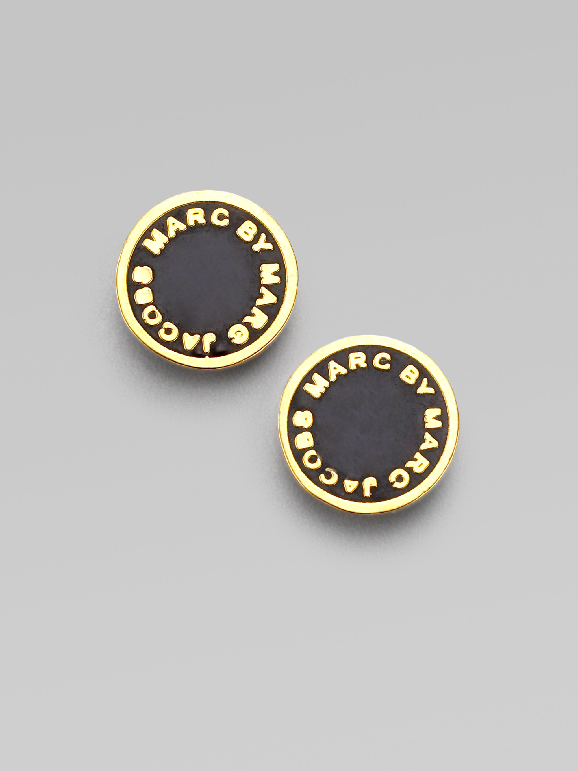 Marc By Jacobs Enamel Logo Disc Stud Earrings In Black Lyst Gallery