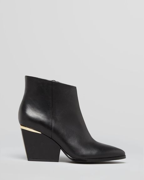 Boutique 9 Pointed Toe Wedge Booties Soke Low Heel in Black | Lyst