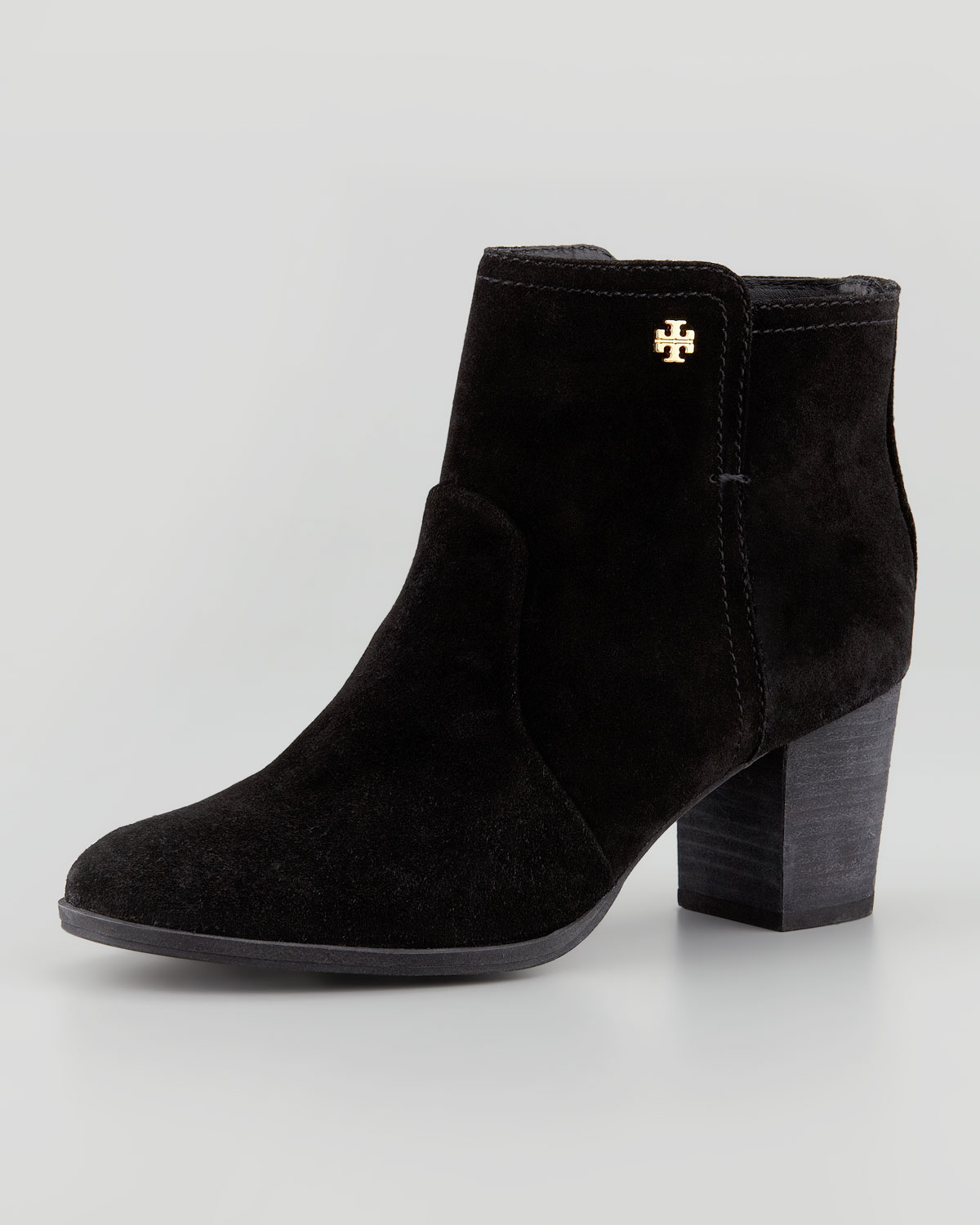 black booties with silver hardware