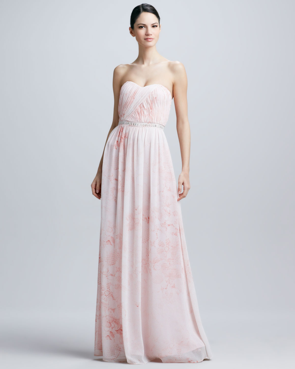 Lyst Erin Fetherston Strapless Watercolorprint Gown In Pink Gallery