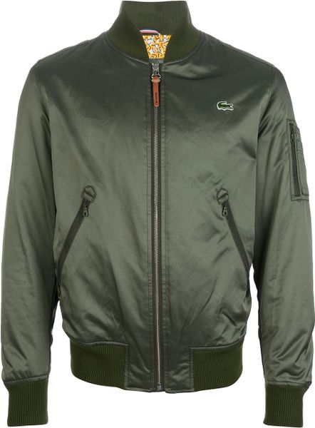 Lacoste L!ive Bomber Jacket in Green for Men | Lyst