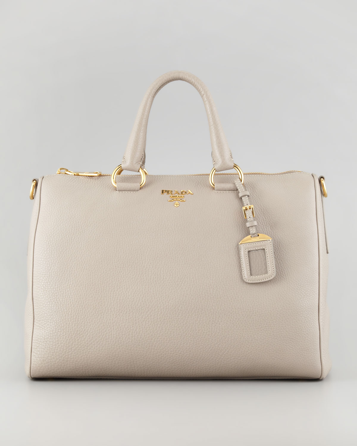 Prada Daino Ziptop Tote Bag in Beige (light grey) | Lyst  