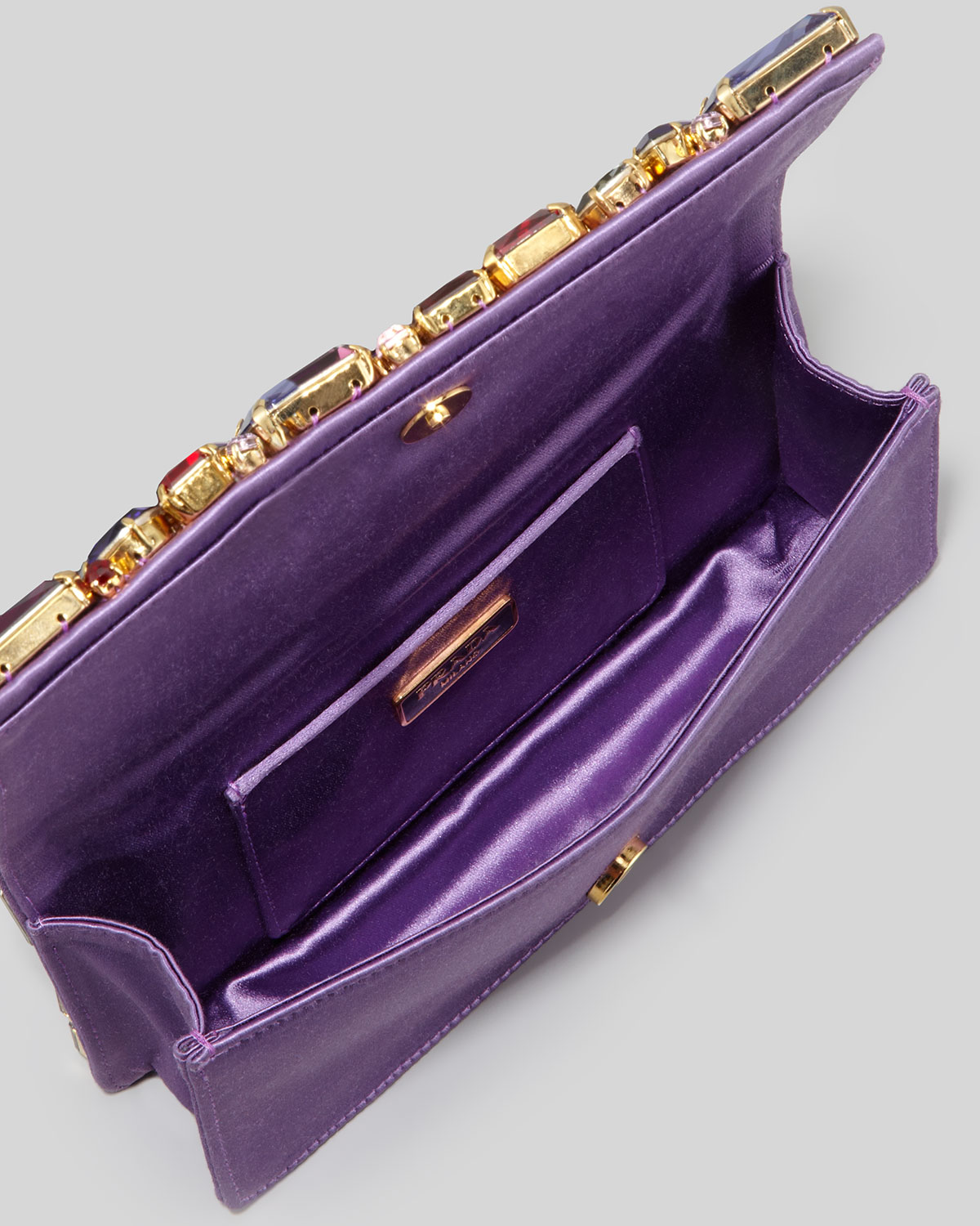 Lyst Prada Jeweled Satin Clutch Bag in Purple