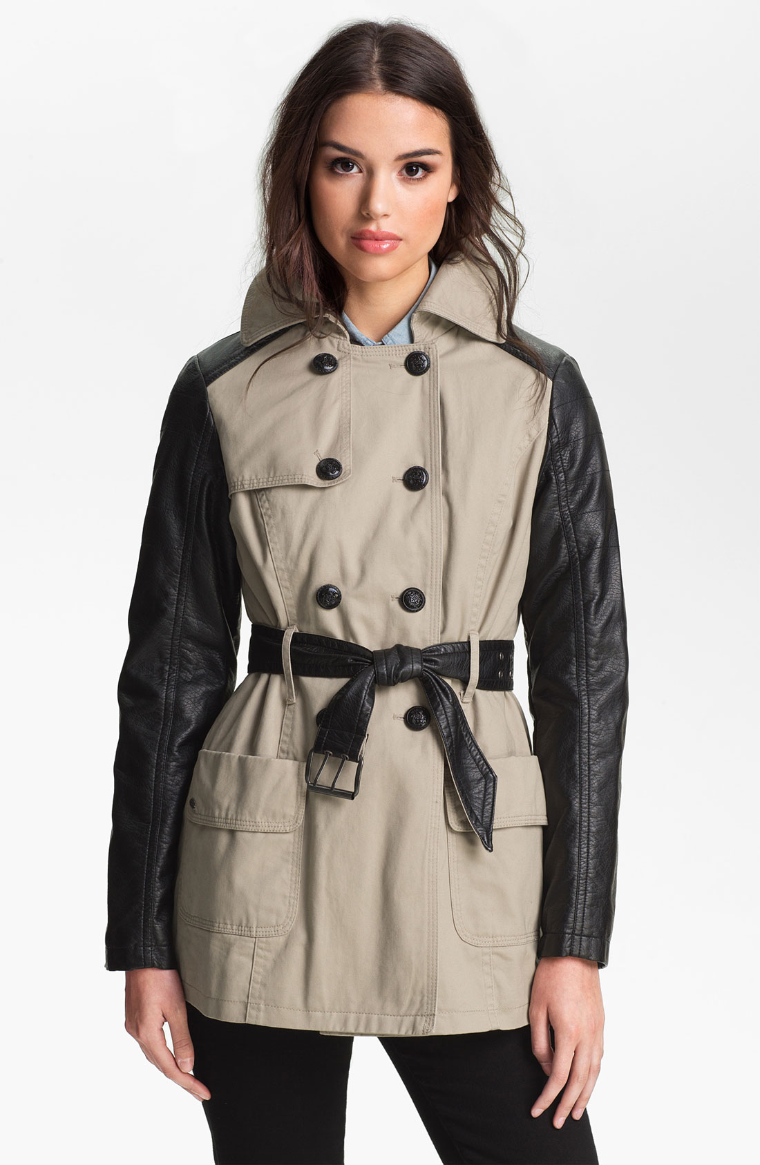 Images Of Guess Coat The Fashions Paradise Guess Bessie Mixed Wool Coat In Black Lyst