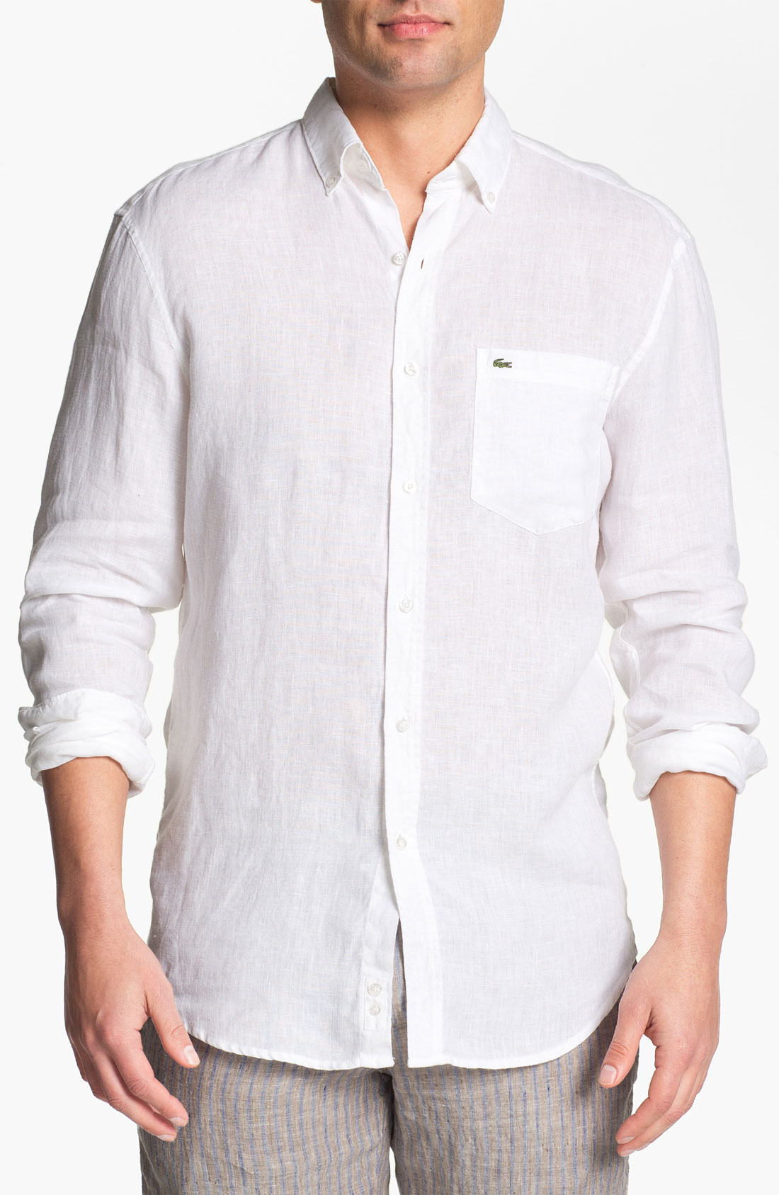 Lacoste Linen Shirt in White for Men | Lyst