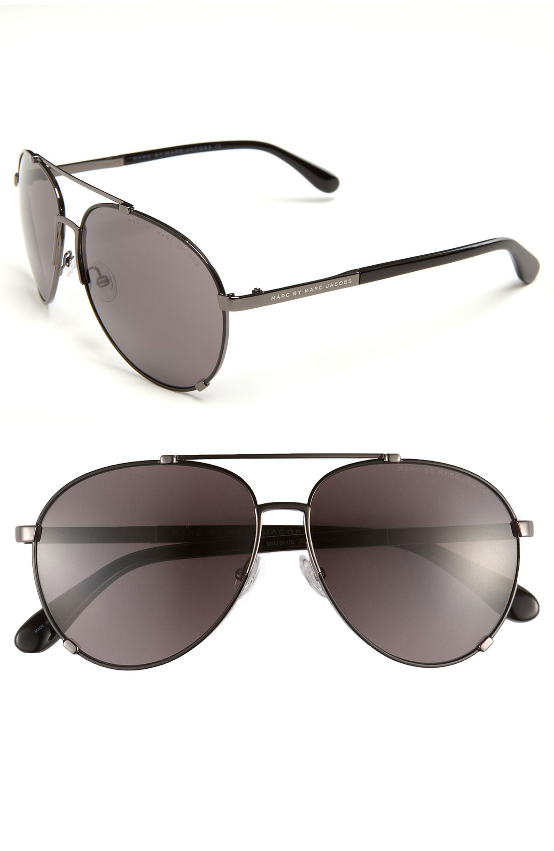 Marc By Marc Jacobs 58mm Metal Aviator Sunglasses in Black for Men | Lyst