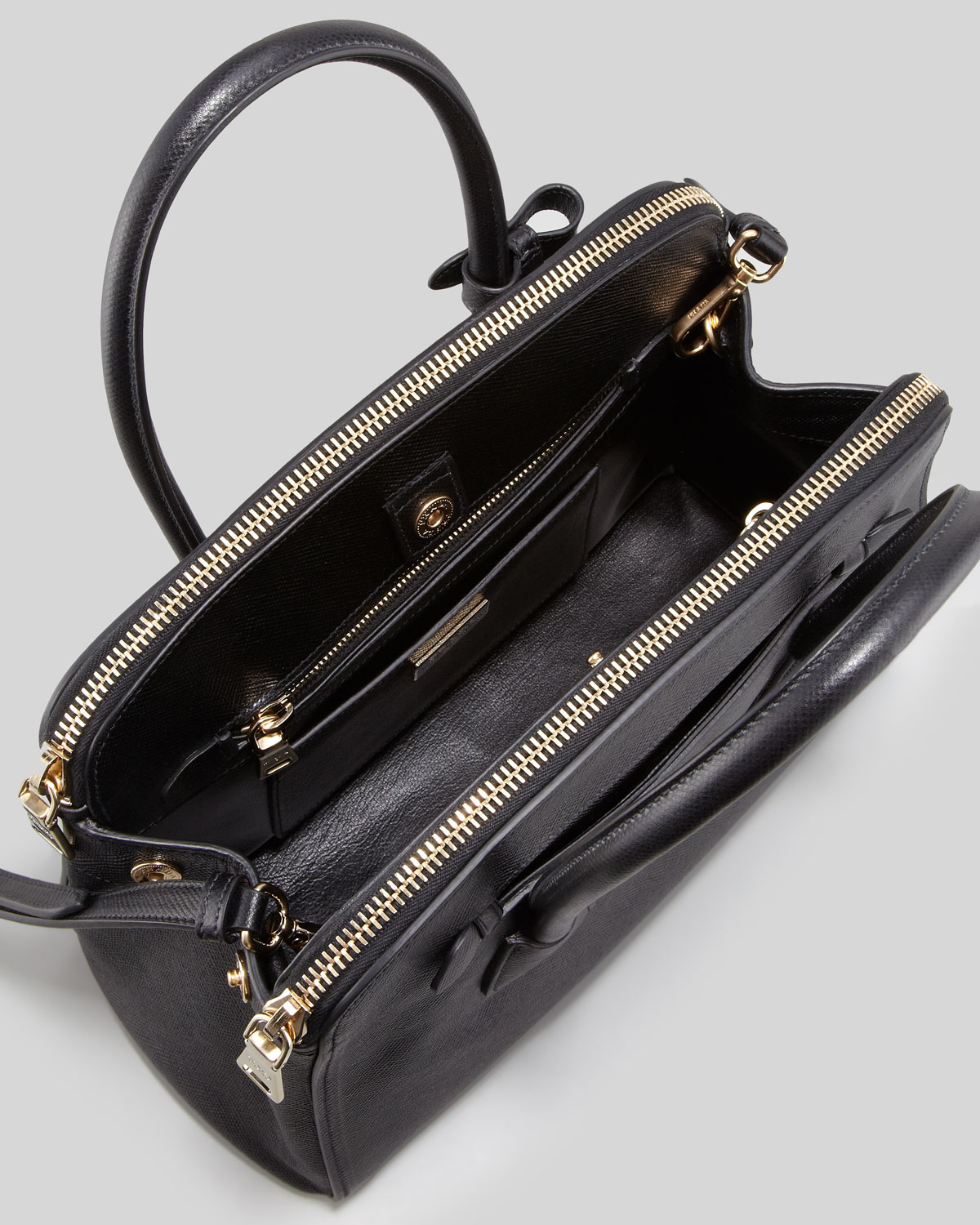 prada saffiano mens - Prada Saffiano Doublezip Small Shoulder Bag in Black | Lyst