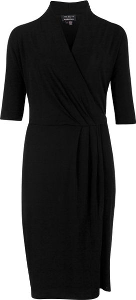 Ted Baker Veera Long Sleeve Wrap Dress in Black | Lyst