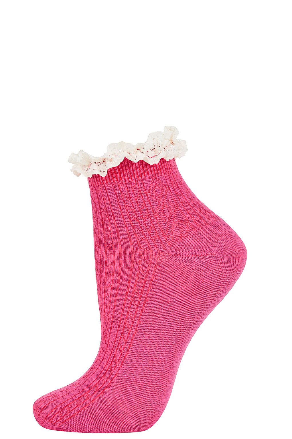 Topshop Pink Lace Trim Ankle Socks in Pink (powder pink) | Lyst