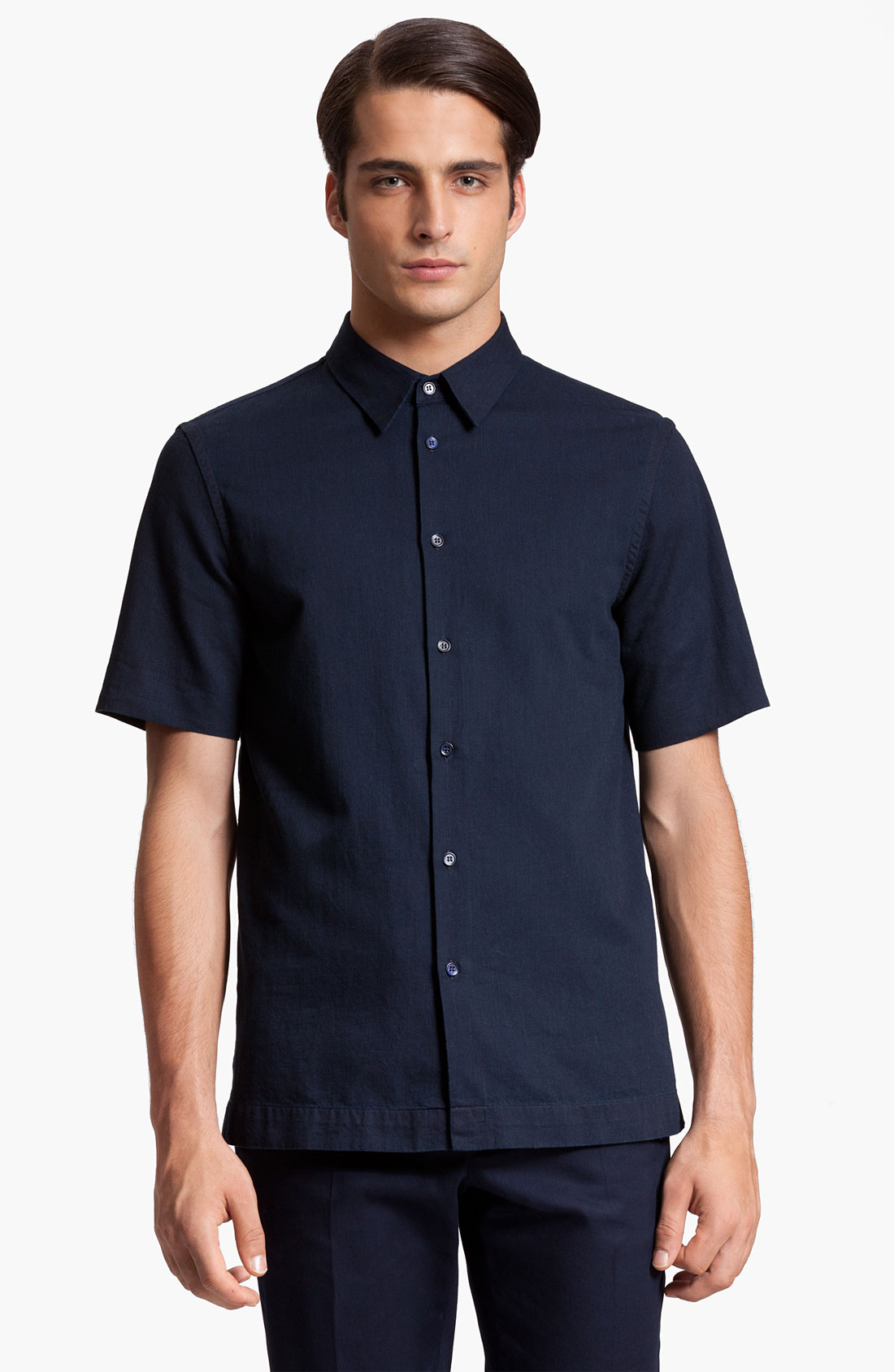 Marni Short Sleeve Denim Shirt in Blue for Men (dark blue) | Lyst