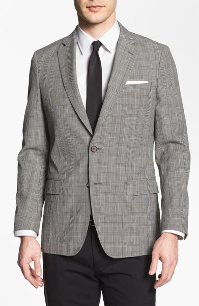 Michael Kors Trim Fit Plaid Wool Sportcoat in Gray for Men (black ...
