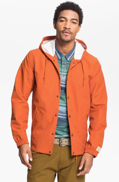 Obey Longview Hooded Rain Jacket in Orange for Men (burnt orange) | Lyst