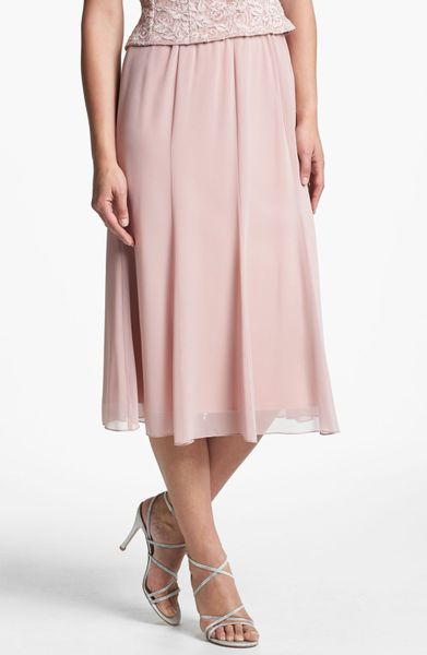 Alex Evenings Chiffon Skirt Petite in Pink (apricot) | Lyst