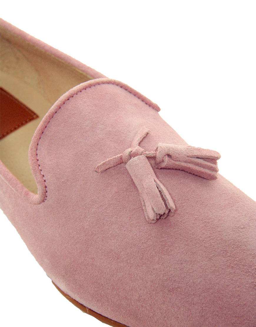Lyst Asos Tassel Loafers in Suede in Pink for Men