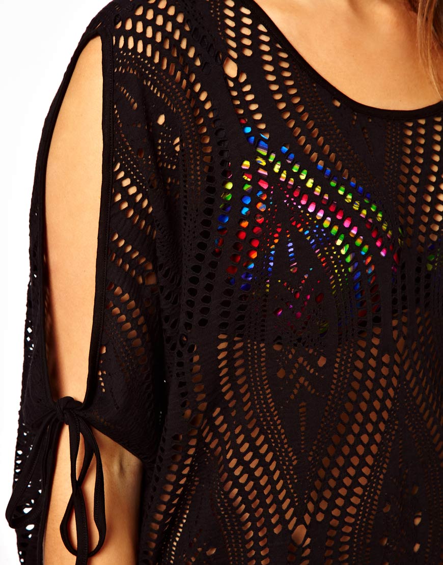 black maxi beach kimono
