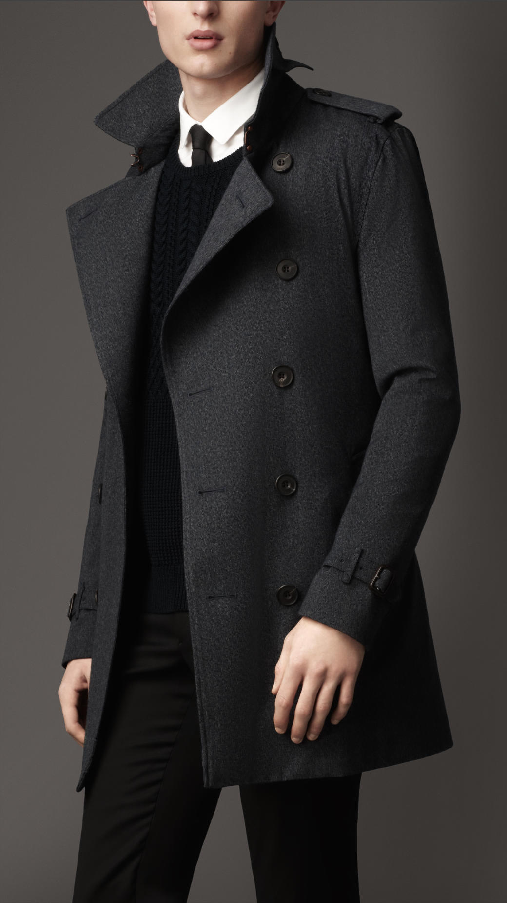 Lyst - Burberry Midlength Technical Wool Warmer Trench Coat in Blue for Men