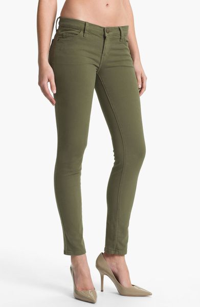 Current/elliott Skinny Ankle Jeans in Green (army green) | Lyst