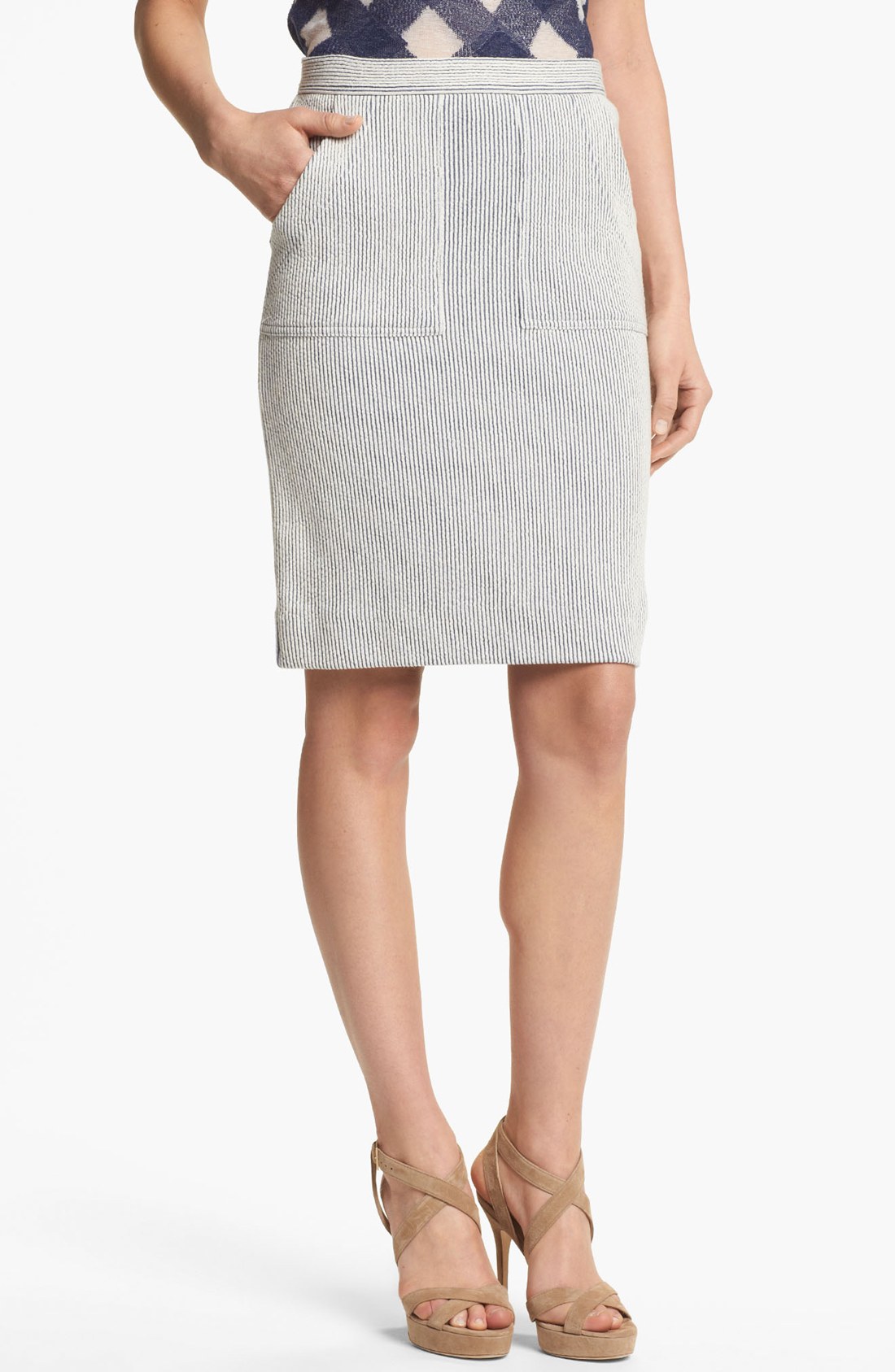 Marc By Marc Jacobs Stripe Knit Pencil Skirt in Blue (washed denim ...