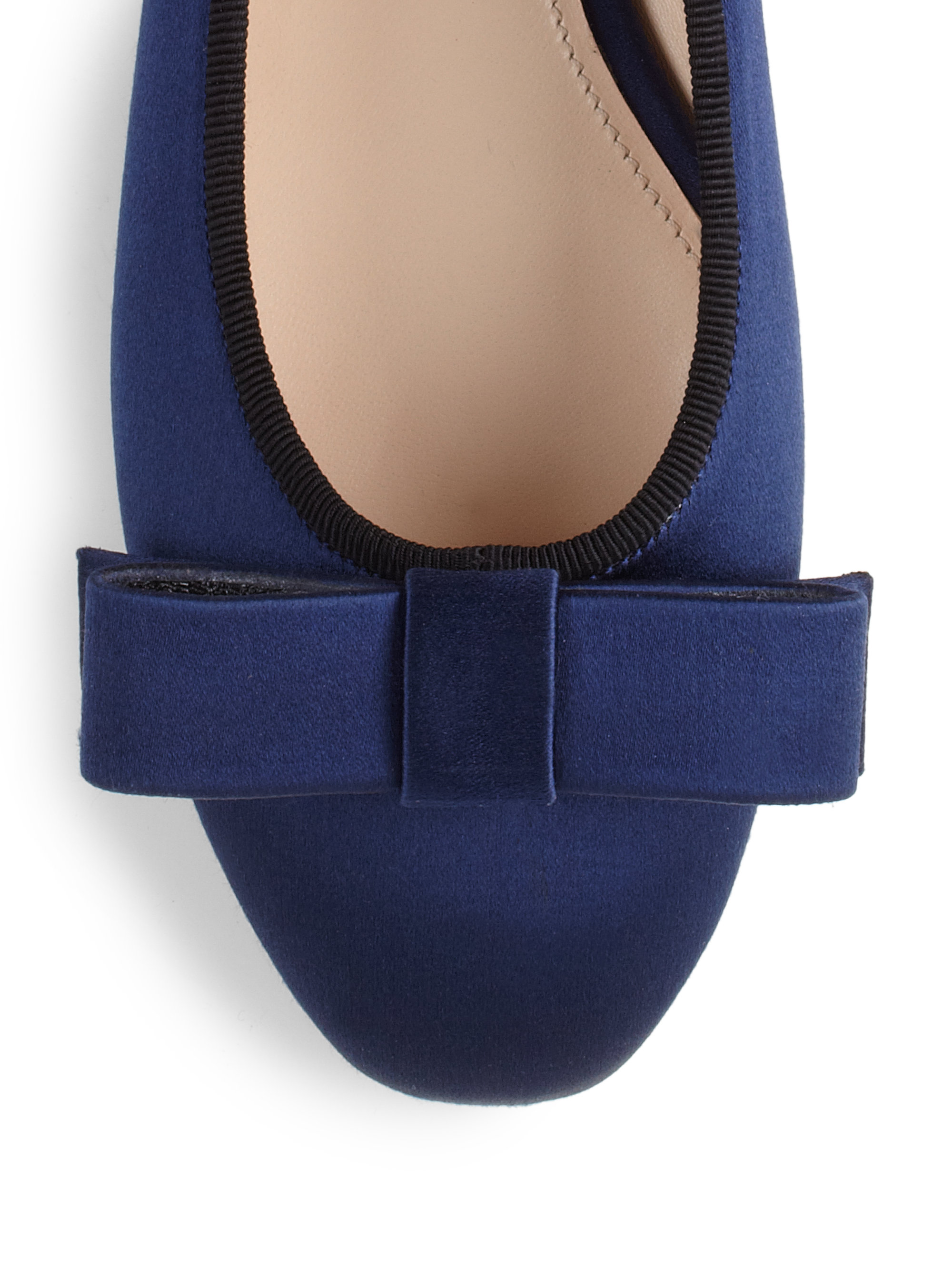 Lyst - Prada Raso Satin Bow Ballet Flats in Blue