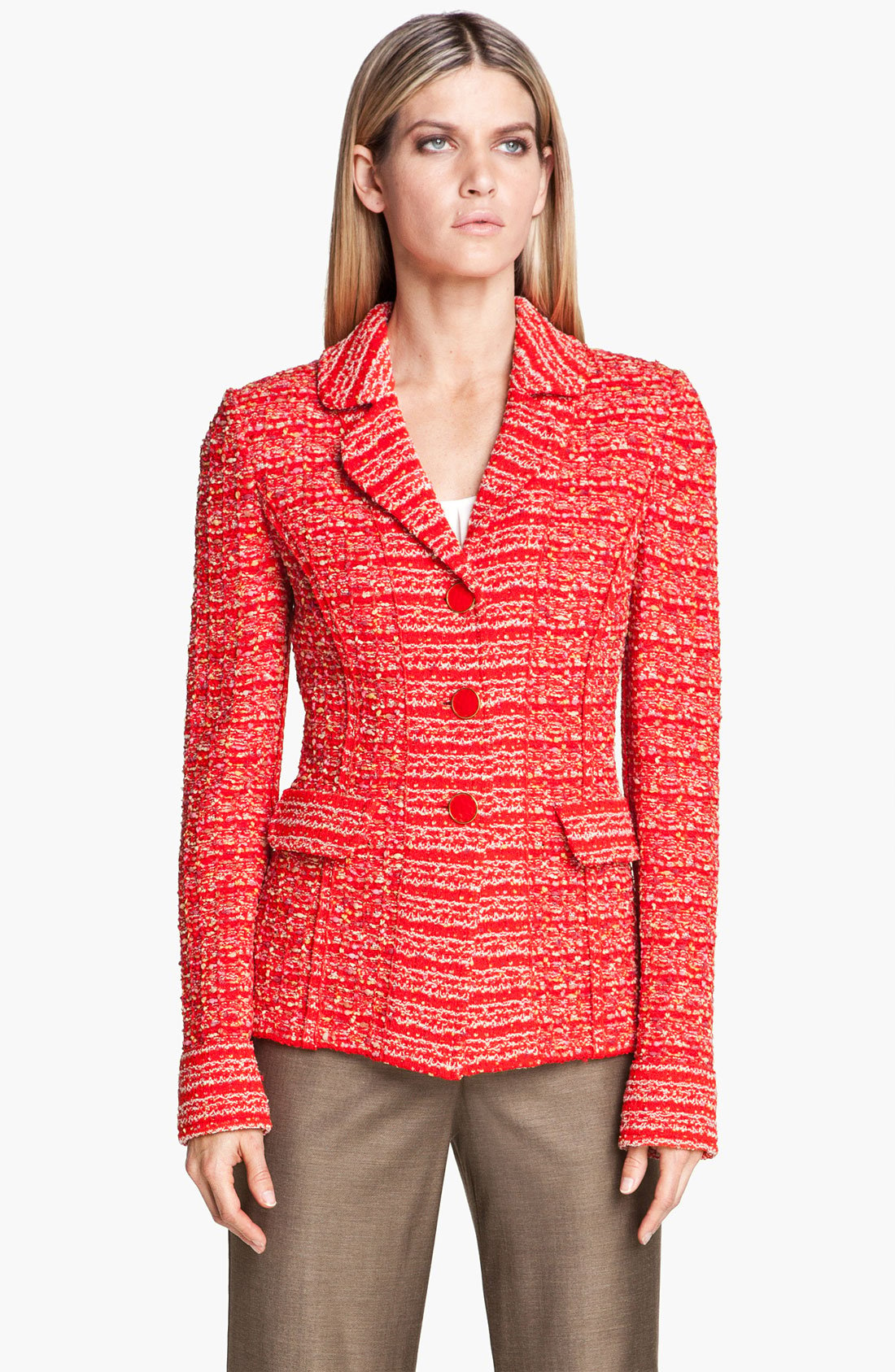 St. John Collection Sloane Street Tweed Jacket in Red (flame multi) | Lyst