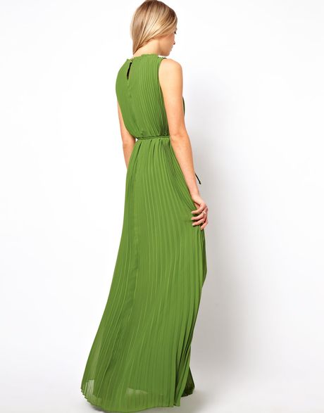 Ted Baker Pleated Maxi Dress in Green (darkgreen) | Lyst
