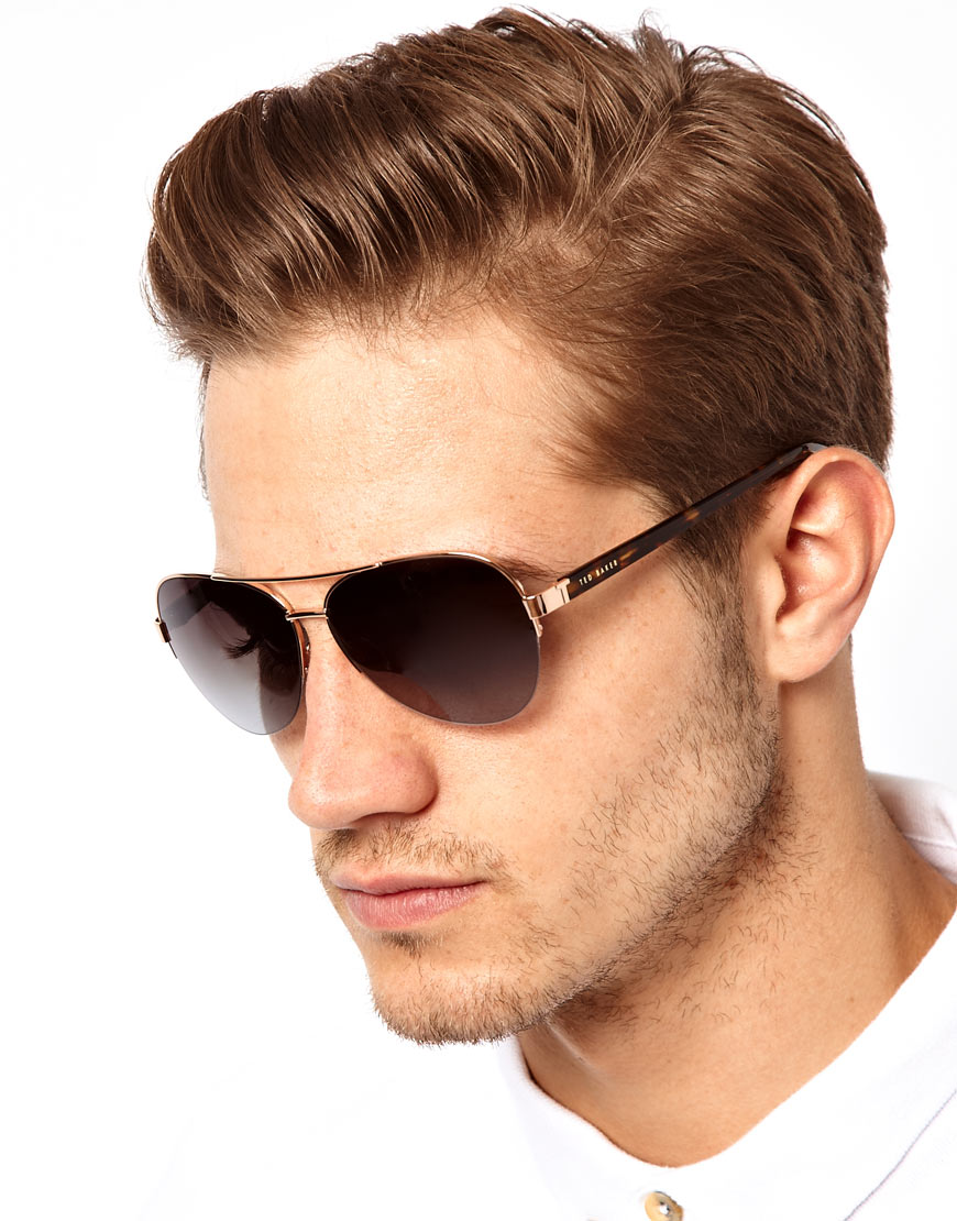 Ted baker Aviator Sunglasses in Metallic for Men | Lyst