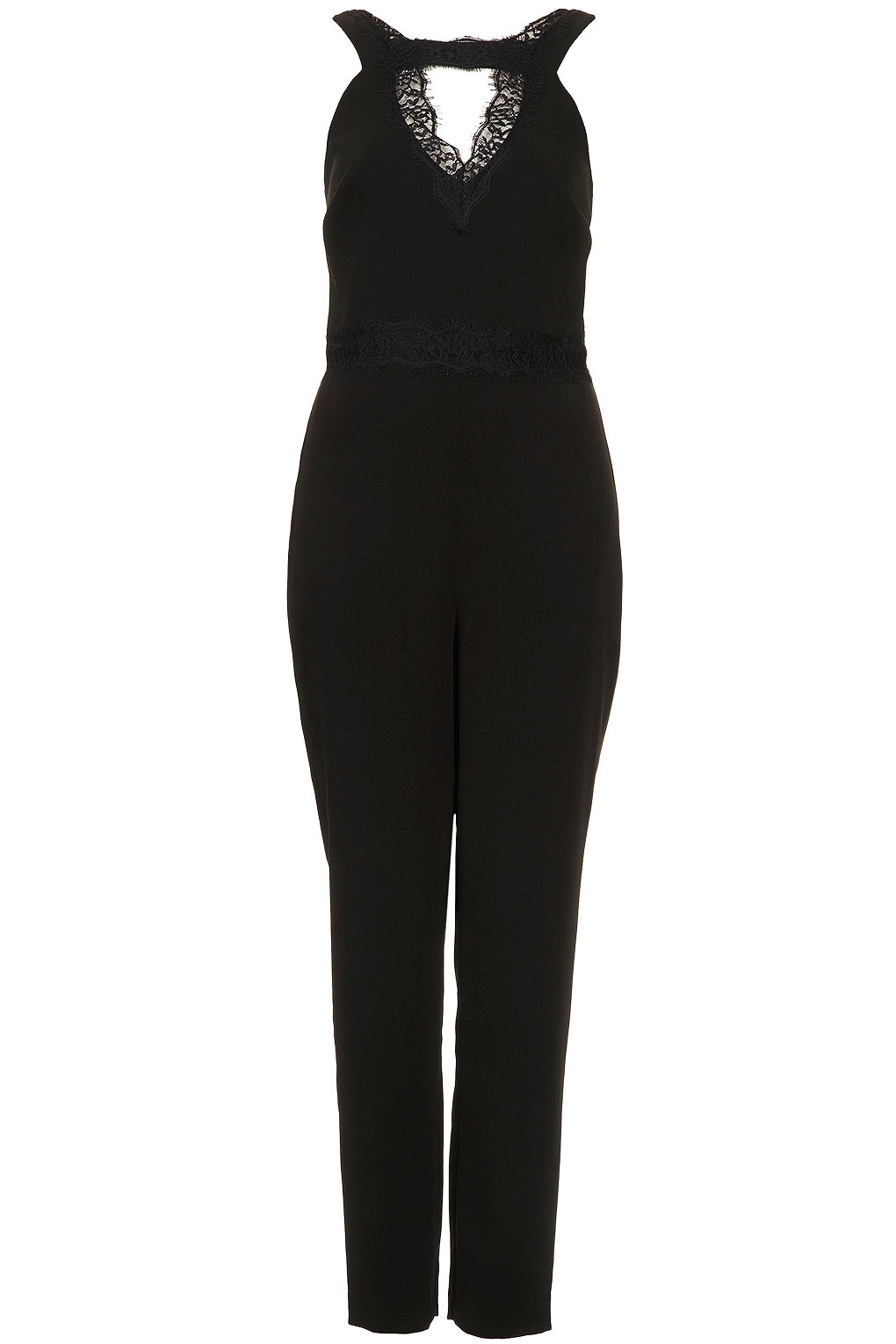 Lyst - Topshop Cut Out Lace Jumpsuit in Black
