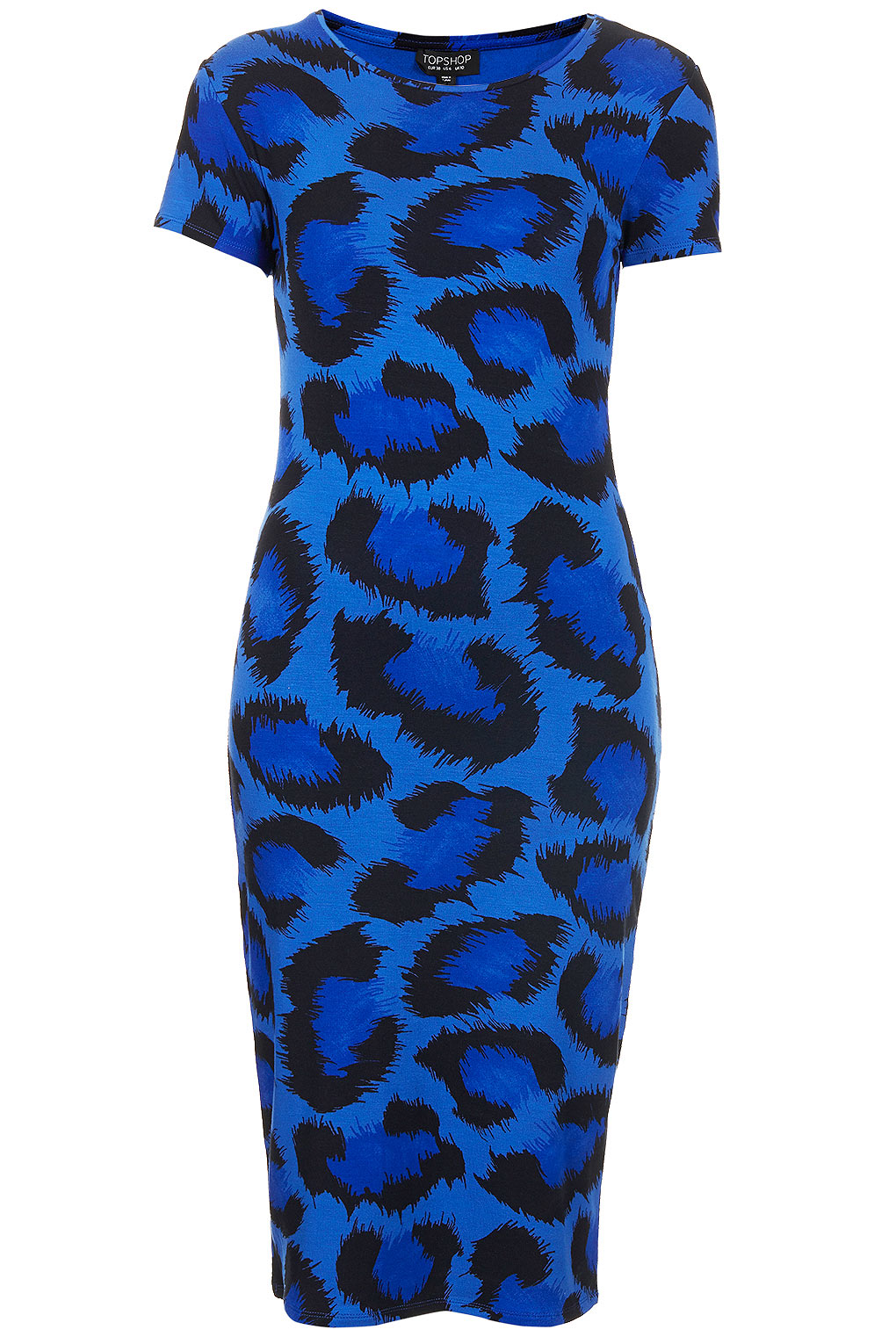 Topshop Leopard Cutout Back Bodycon Dress In Blue Lyst