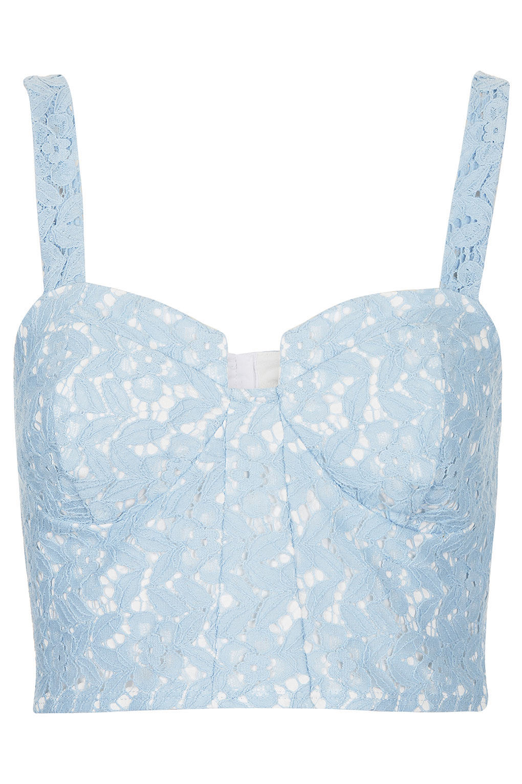 Lyst - Topshop Lace Corset Bralet Top in Blue