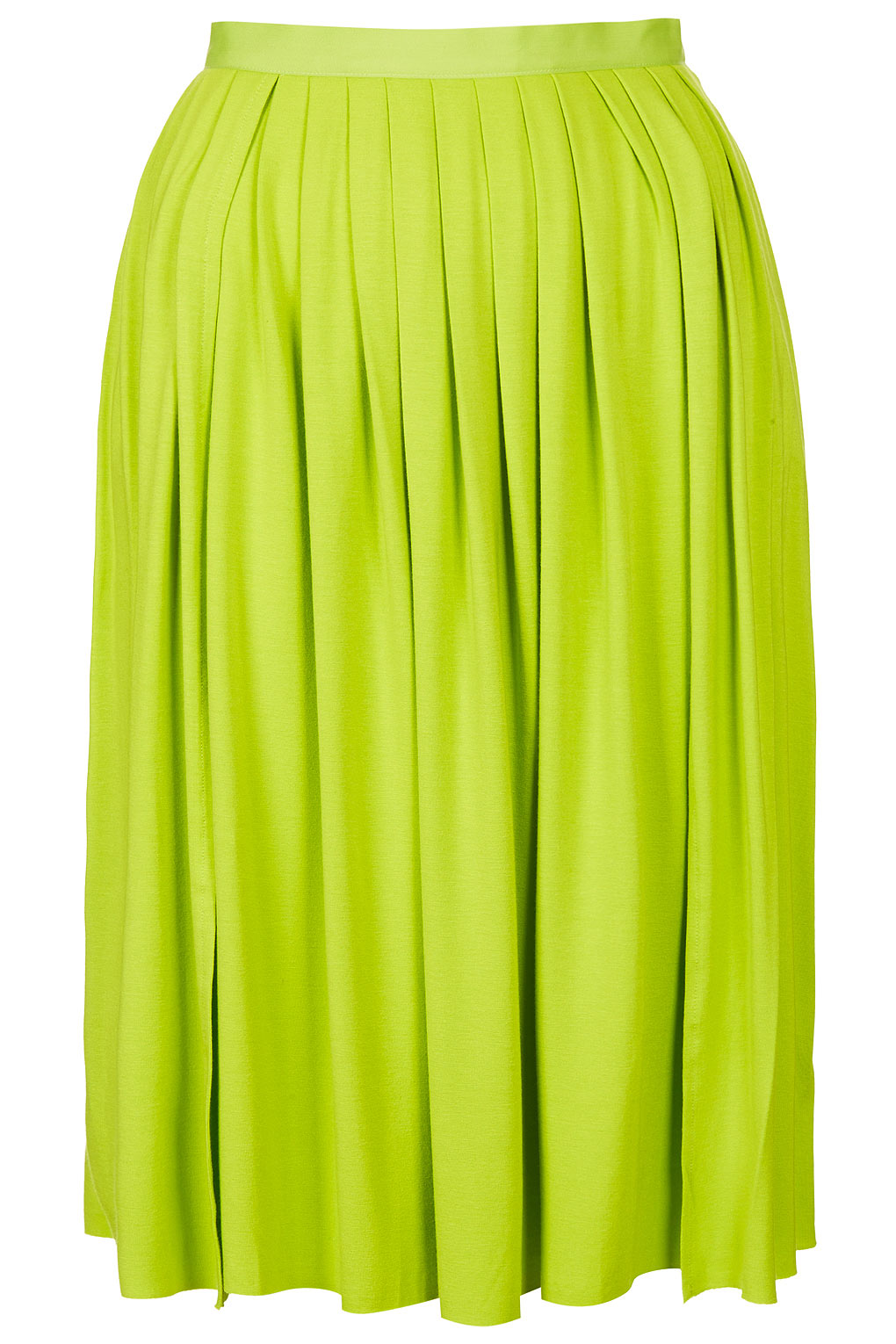 Topshop Lime Pleat Split Calf Skirt in Green (lime) | Lyst