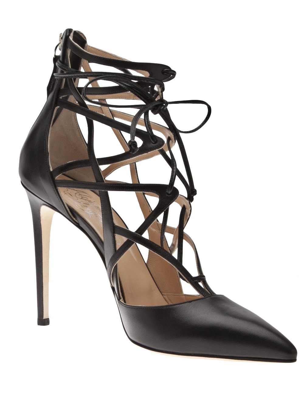 black lace up pumps