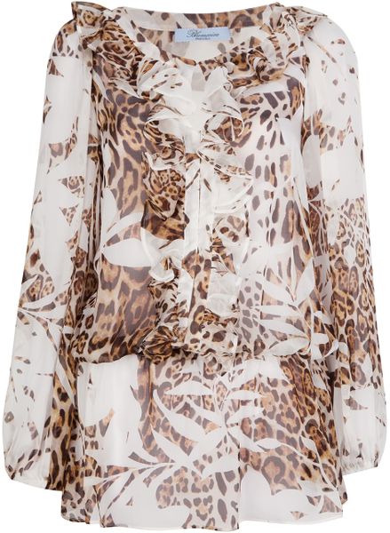 Blumarine Leopard Print Silk Blouse in Animal (leopard) | Lyst