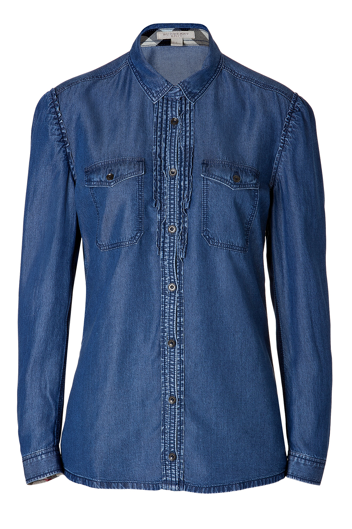 Burberry Brit Tuxedo Pleat Jean Shirt in Denim Blue in Blue (denim) | Lyst