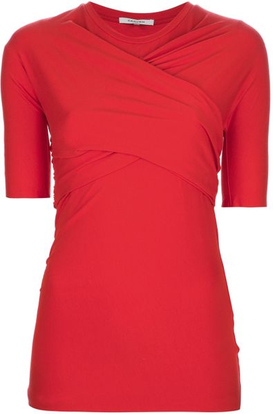 Carven Wrap T-shirt in Red - Lyst
