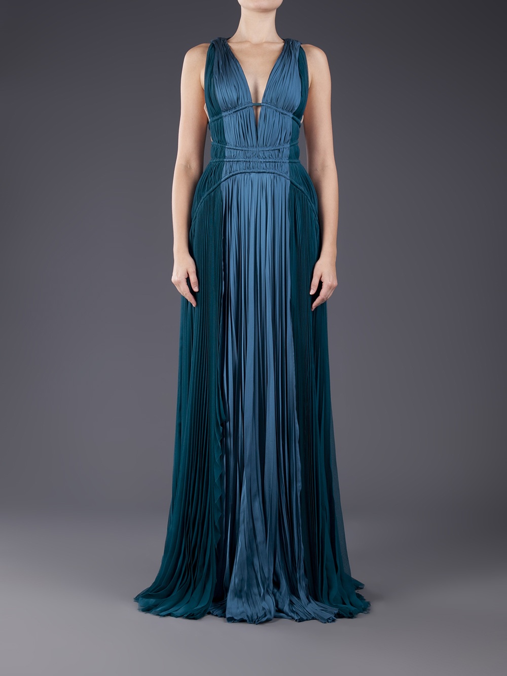 Lyst J Mendel Pleated Shift Gown In Blue Gallery