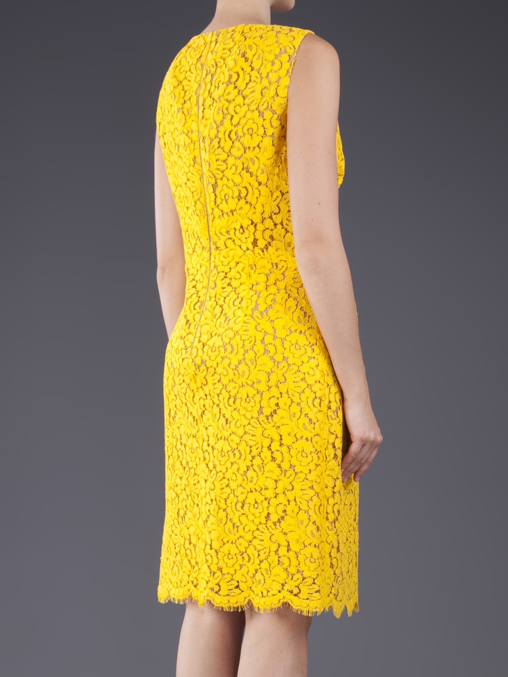 Lyst - Michael Kors Floral Lace Shift Dress in Yellow