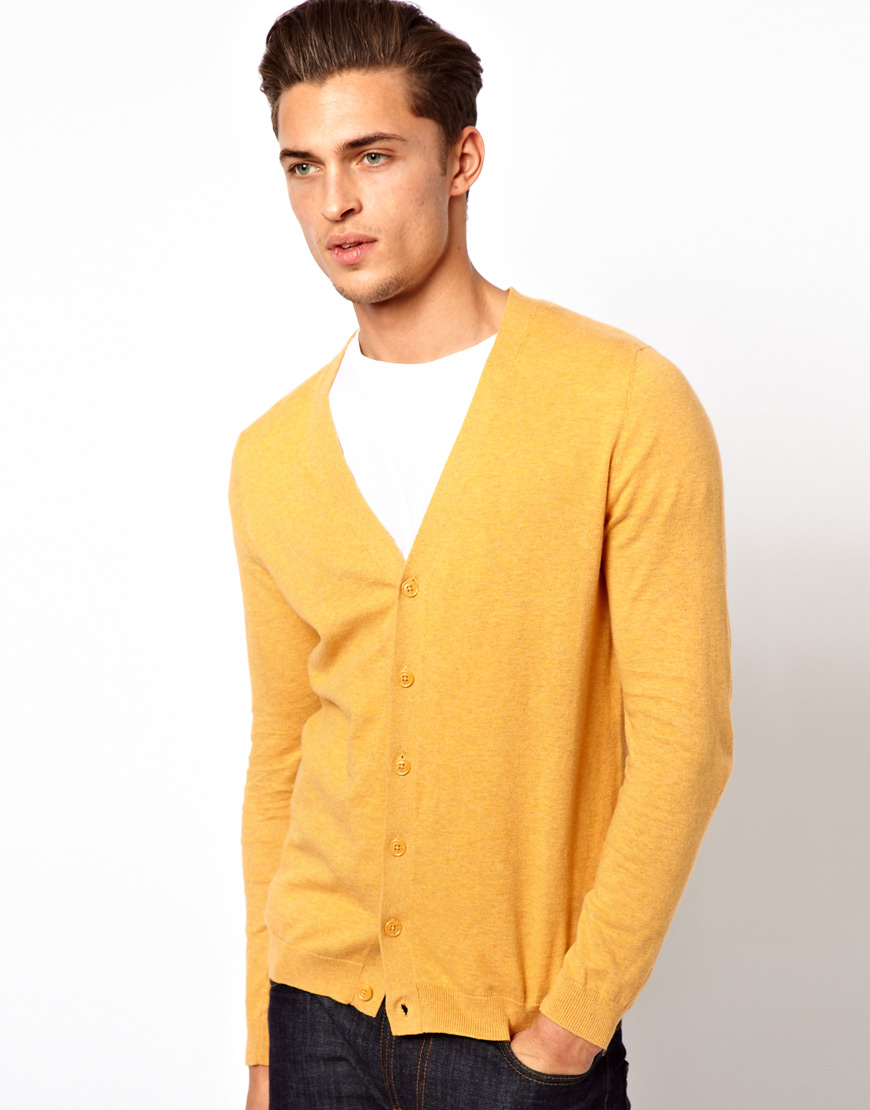 Lyst - Asos Cardigan in Yellow for Men