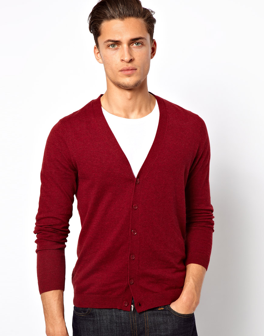 Lyst Asos Cardigan  in Red for Men 