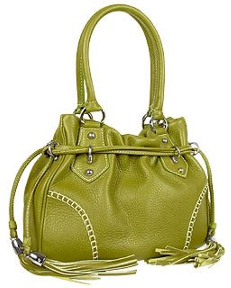Buti Green Tassel Drawstring Pebble Leather Satchel Handbag in Green | Lyst
